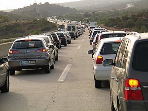 Congestion caused by a road accident, Algarve,...