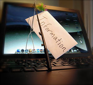 Depicting phishing of information from a computer.