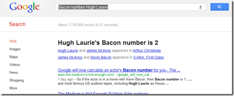 Check degrees of Bacon separation with Google?
